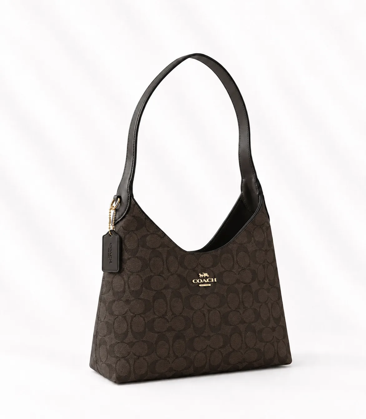 Coach Hobo Shoulder Bag in Signature Canvas in Brown/Black
