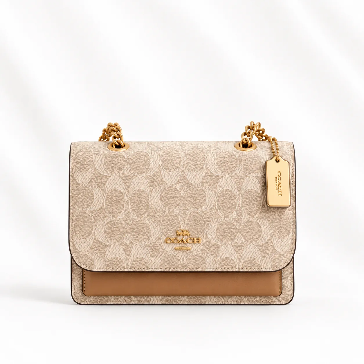 Coach Klare Crossbody in Colorblock Signature Canvas in Sand/Light saddle
