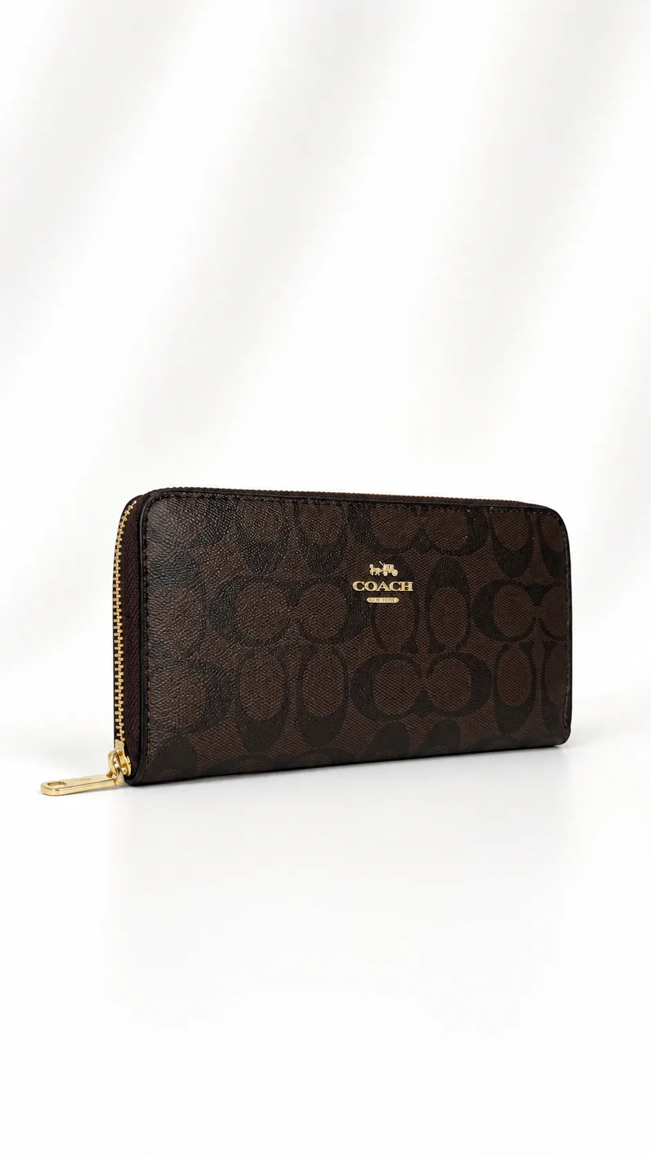 Coach Long Zip Around Wallet in Signature Canvas & Jacquard