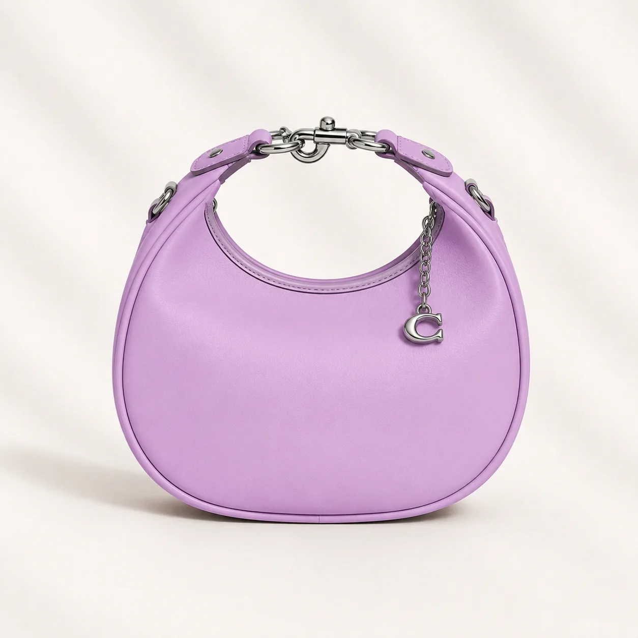 Coach Juno Mini Hobo in Signature Denim in Lilac leather (silver hardware)