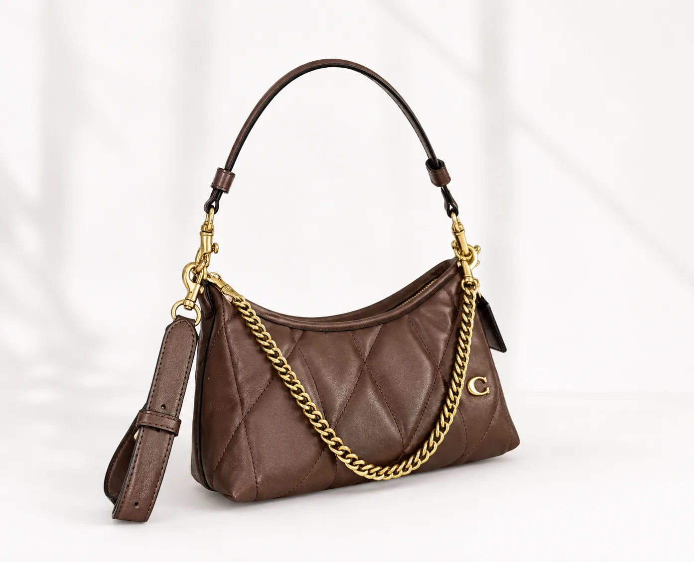 Coach Quilted Shoulder Bag with Chain Strap