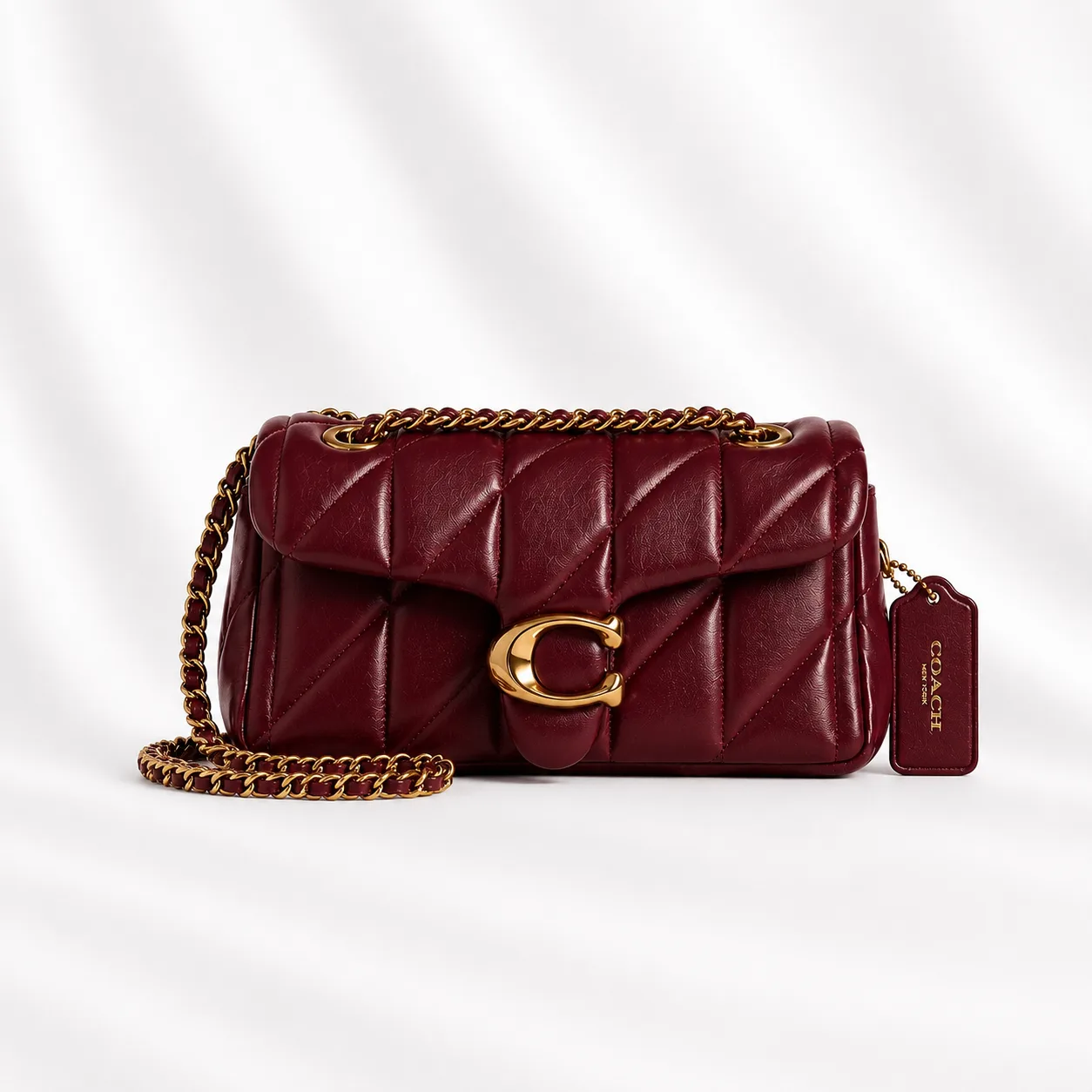 Coach Tabby Shoulder Bag 26 With Pillow Quilting in Wine/Burgundy (signature-embossed leather)
