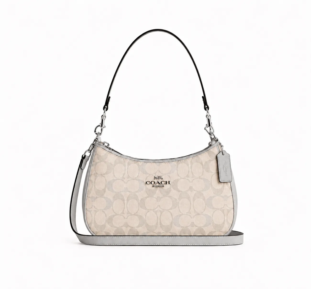 Coach Teri Shoulder Bag in Signature Canvas in Chalk/Light gray (silver hardware)
