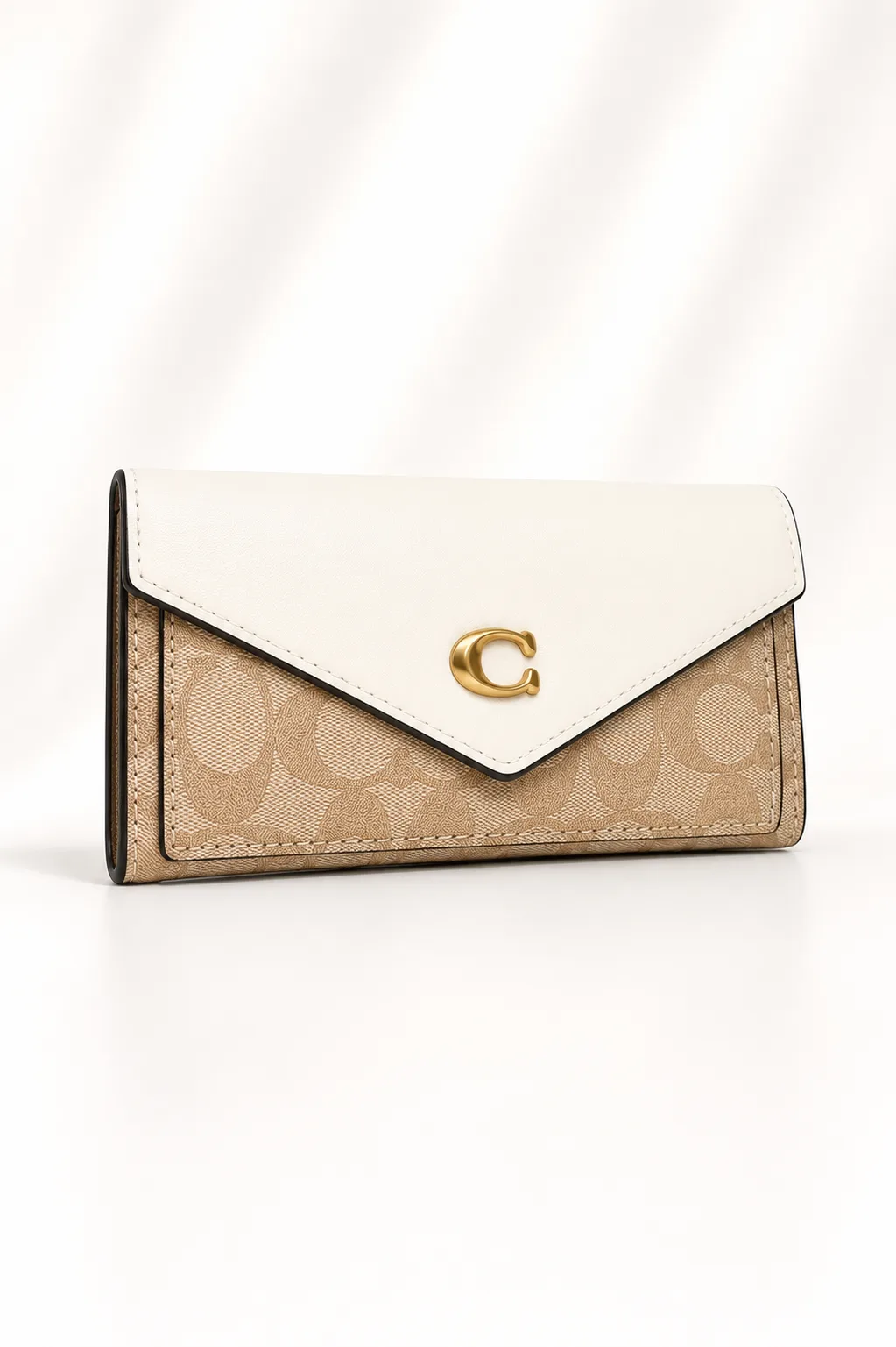 Coach Wyn Soft Wallet in Colorblock Signature Canvas in Sand/Chalk